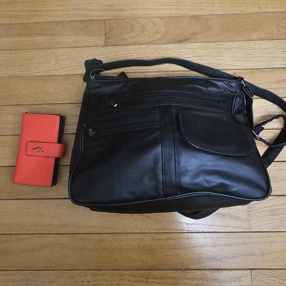 Black Purse & Orange Wallet NWT